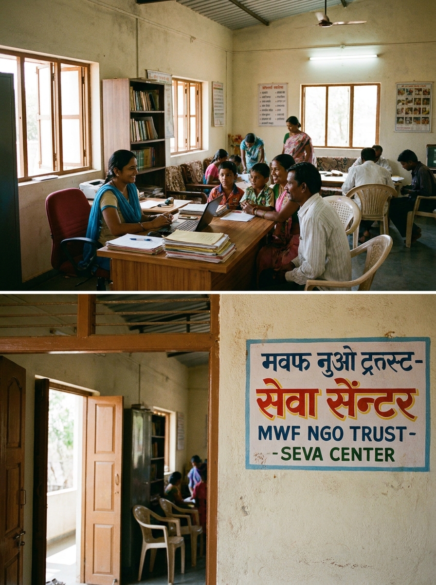 MWF NGO TRUST Decentralized Seva Center office coordinating local aid