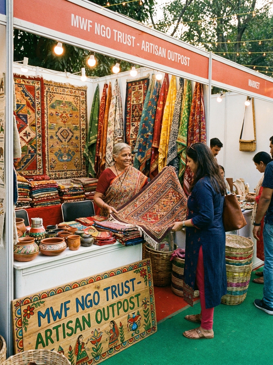 MWF NGO TRUST Artisanal Craft Display showing tribal handloom weavers products