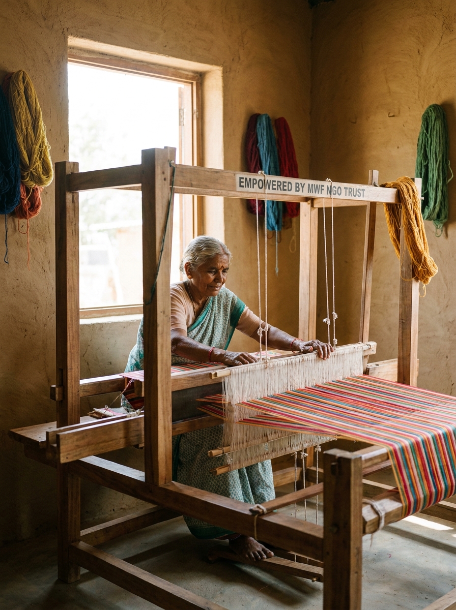 MWF NGO TRUST display counter promoting traditional tribal artisans products